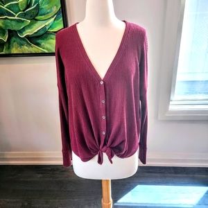 Abercrombie really soft front tie cranberry top